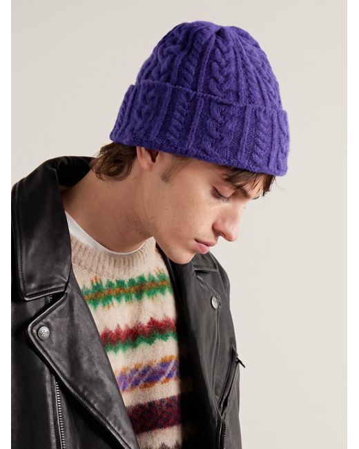 Howlin' By Morrison Purple Cable-knit Wool Beanie for men