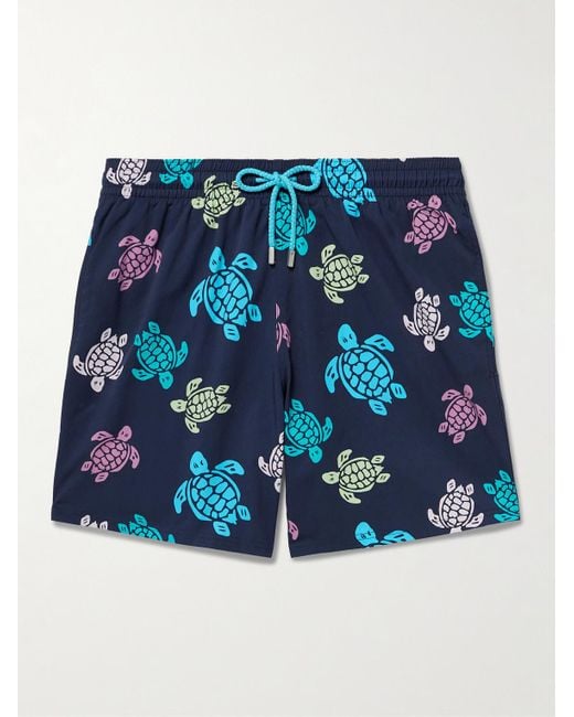 Vilebrequin Blue Moorise Straight-Leg Mid-Length Printed Recycled Swim Shorts for men