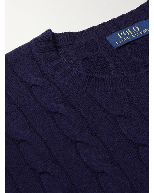 Polo Ralph Lauren Blue Cable-Knit Wool And Cashmere-Blend Sweater for men