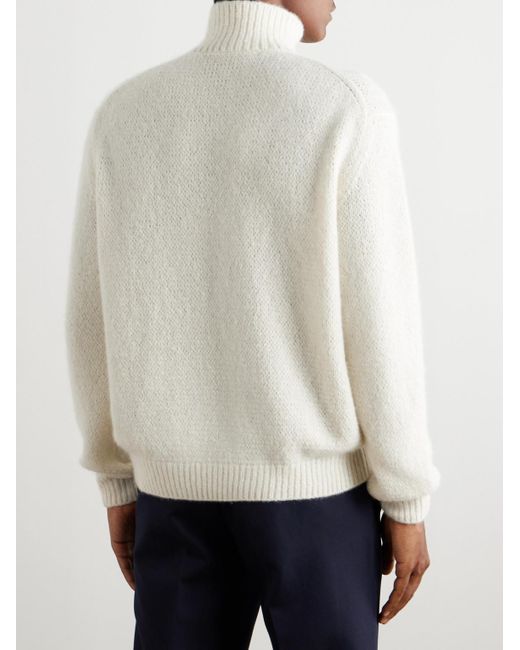 Loro Piana Natural Corno Bianco Cashmere Rollneck Sweater for men