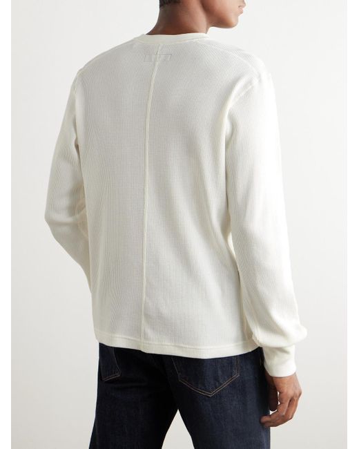 Rag & Bone White Waffle-knit Cotton Henley T-shirt for men