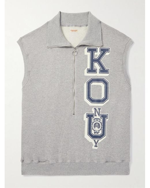 Kapital Gray Ko.u Printed Cotton-jersey Half-zip Gilet for men