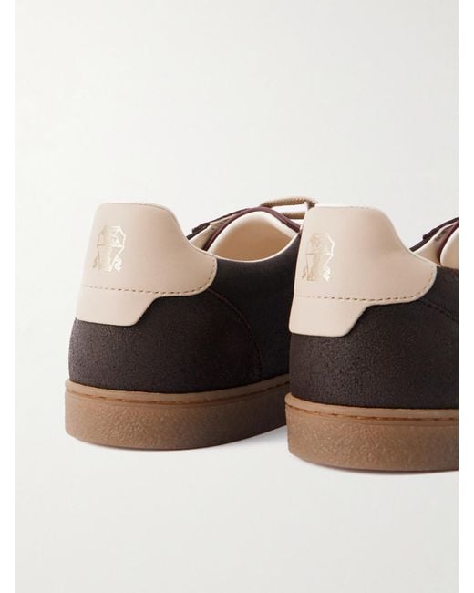 Brunello Cucinelli Brown Coda Di Rondine Leather-trimmed Waxed-suede Sneakers for men