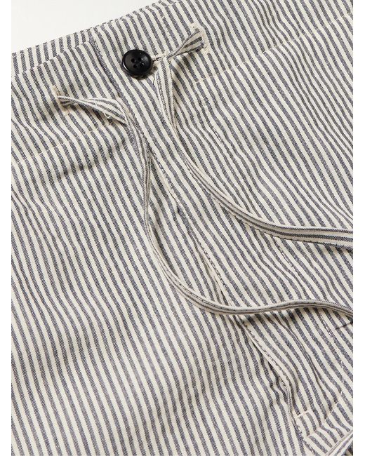 Loro Piana Gray Straight-Leg Striped Wool-Blend Shorts for men