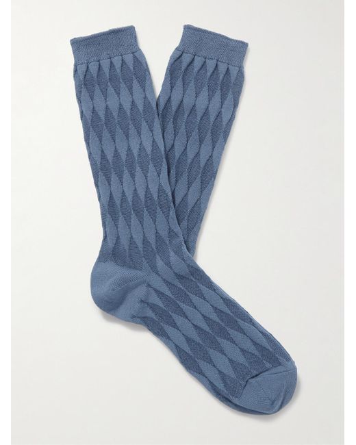 Mr P. Socken aus Jacquard-Strick aus einer Baumwollmischung in Blue für Herren