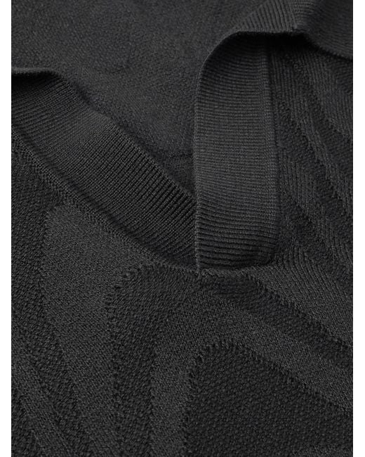 Frescobol Carioca Black Rino Cotton And Silk-Blend Polo Shirt for men