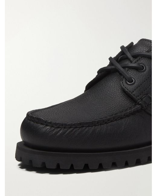 Timberland Black Authentic 3-Eye Lug Full-Grain Leather Boat Shoes for men