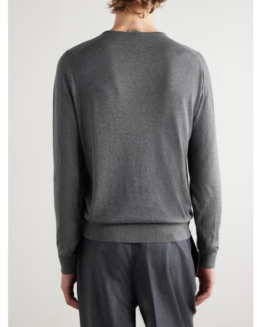 John Smedley Gray Hatfield Sea Island Cotton Sweater for men