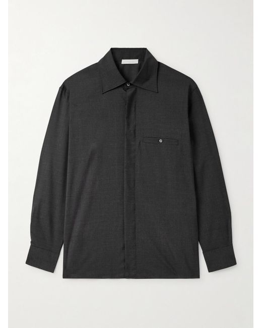 Saman Amel Black Wool Overshirt for men