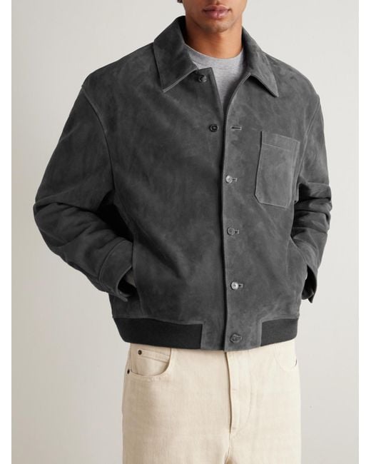 FRAME Gray Suede Bomber Jacket for men
