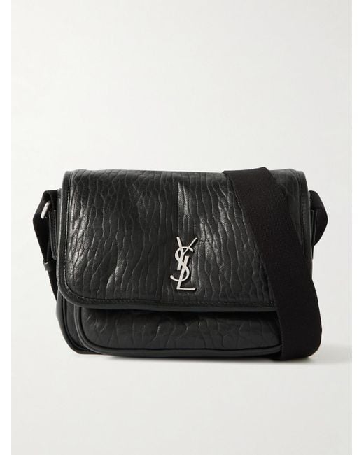 Saint Laurent Black Niki Small Logo-Appliquéd Textured-Leather Messenger Bag for men