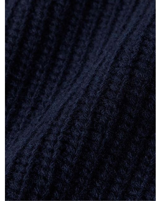 Ghiaia Blue Ribbed Wool Half-zip Sweater for men