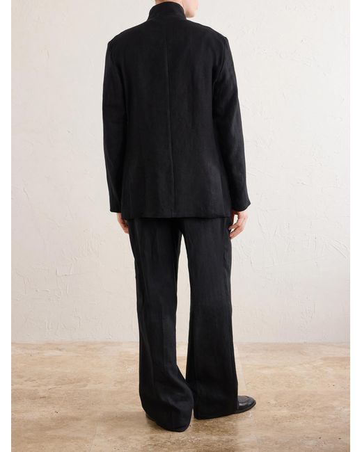 Saman Amel Black Nehru Linen Jacket for men