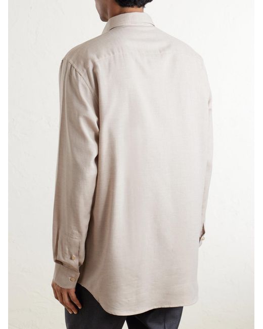 Brioni White Marcello Cotton And Cashmere-Blend Shirt for men