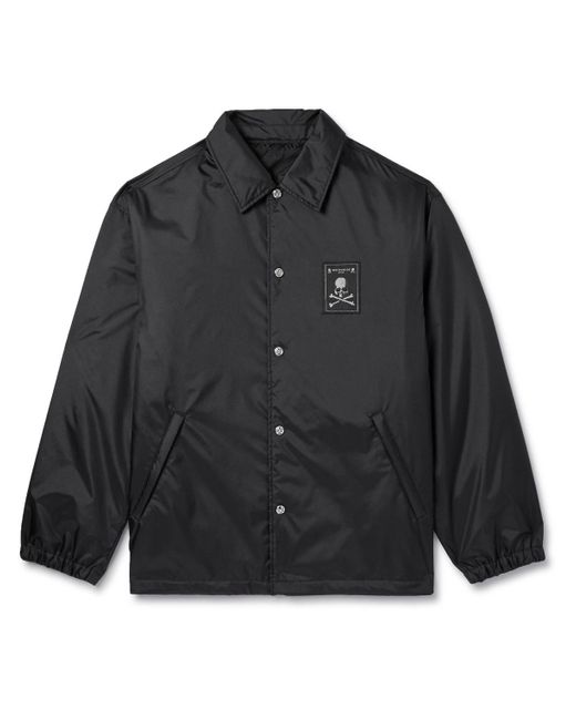 MASTERMIND WORLD Black Logo-appliquéd Printed Padded Shell Coach Jacket for men