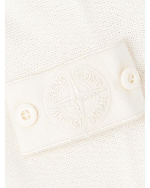 Stone Island White Ghost Logo-appliquéd Cotton And Cashmere-blend Sweater for men
