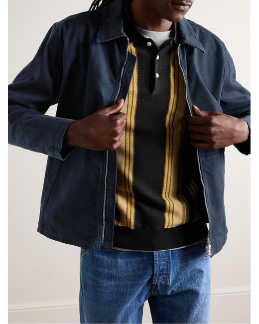 Mr P. Blue Cotton-blend Gabardine Coach Jacket for men