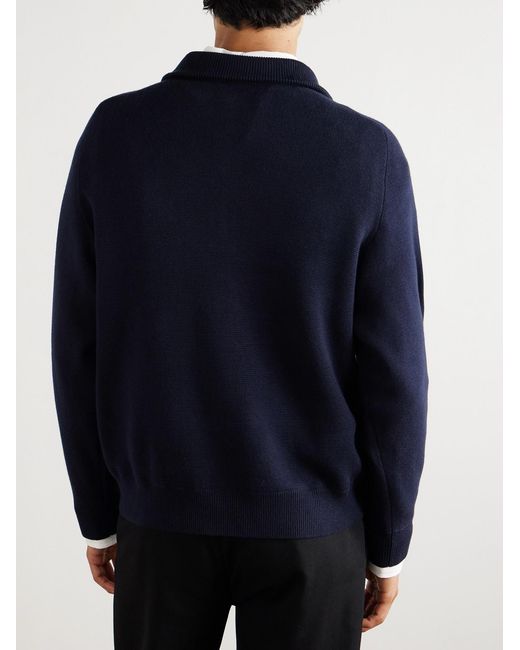 Nili Lotan Blue Nathaniel Cotton And Cashmere-Blend Half-Zip Sweater for men
