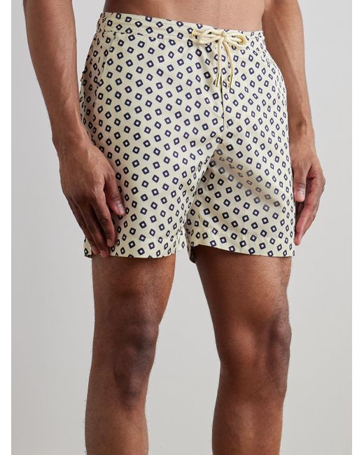 Orlebar Brown White Bulldog Straight-Leg Mid-Length Printed Recycled Swim Shorts for men