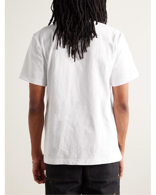 Sacai White Carhartt Wip Zip-detailed Logo-appliquéd Canvas-trimmed Cotton-jersey T-shirt for men