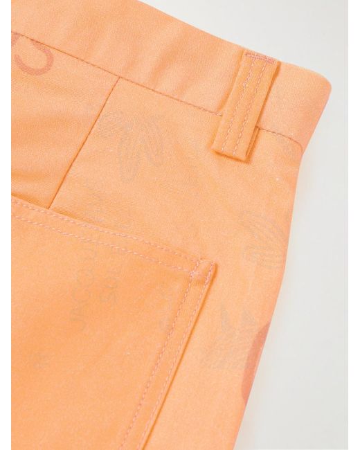 Jacquemus Orange Logo-Print Straight-Leg Cotton-Canvas Shorts for men