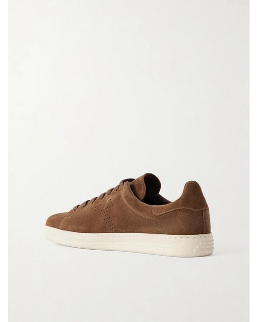 Tom Ford Brown Warwick Perforated Suede Sneakers for men