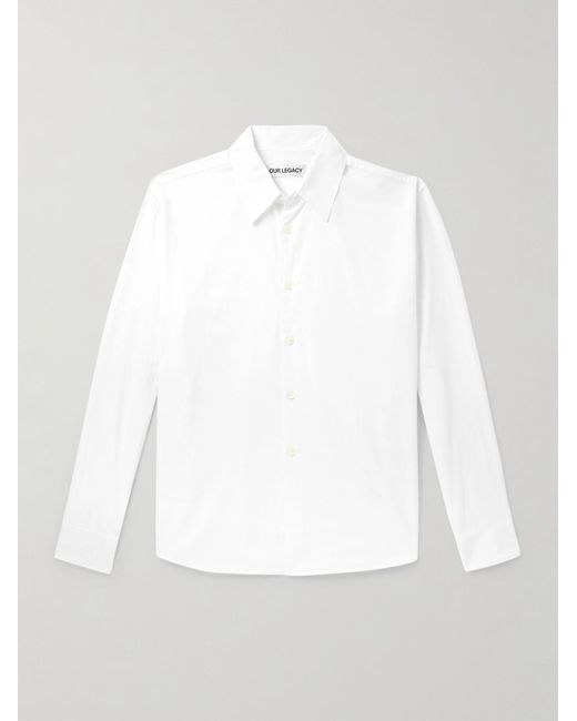 Our Legacy White Beyond Logo-Embroidered Tencel Lyocell And Cotton-Blend Poplin Shirt for men