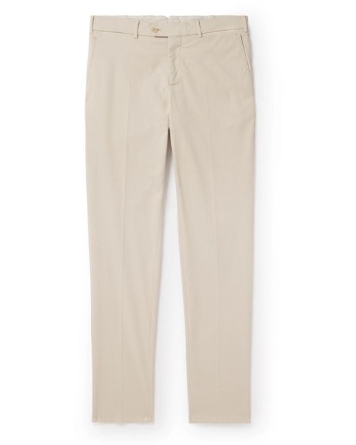 Brunello Cucinelli Natural Slim-fit Cotton-blend Twill Trousers for men
