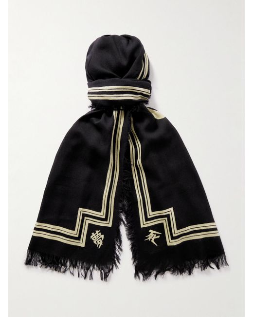Kapital Fringed Printed Voile Scarf in Black for Men Lyst UK