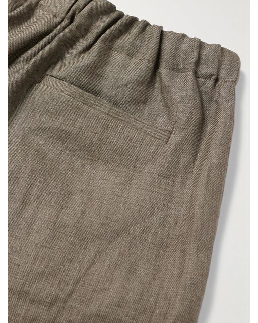 Piacenza 1733 Gray Tapered Linen-Twill Bermuda Shorts for men