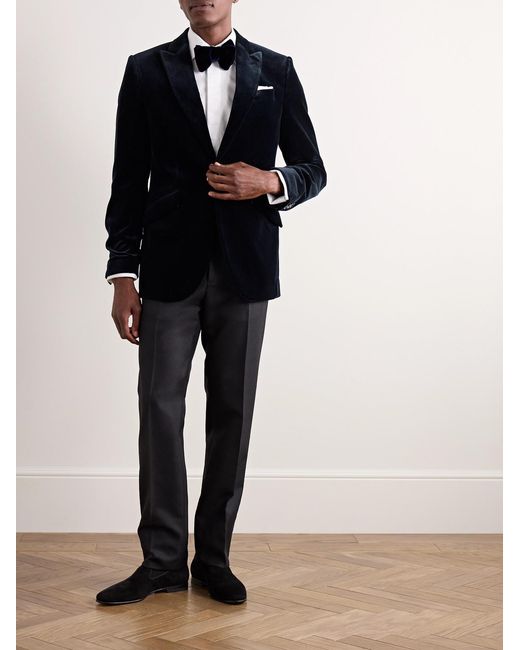 Favourbrook Blue Newport Cotton-Velvet Tuxedo Jacket for men