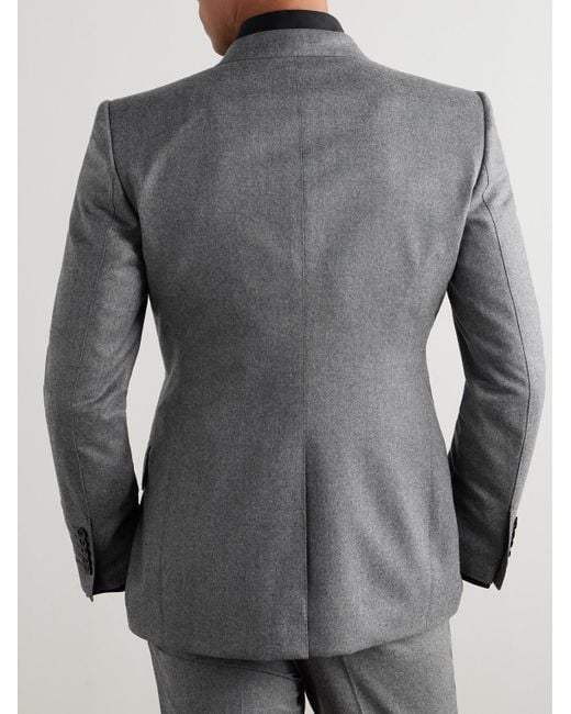 Tom Ford Gray Dyllan Double-Breasted Wool-Flannel Suit Jacket for men