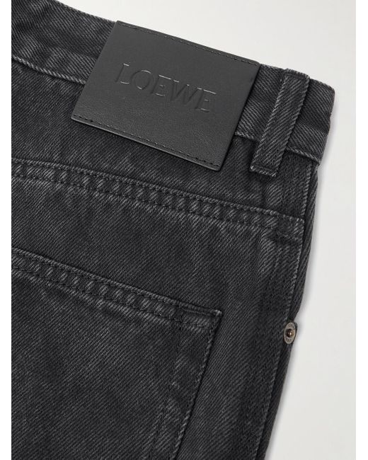 Jeans A Gamba Larga Con Logo Ricamato di Loewe in Black da Uomo