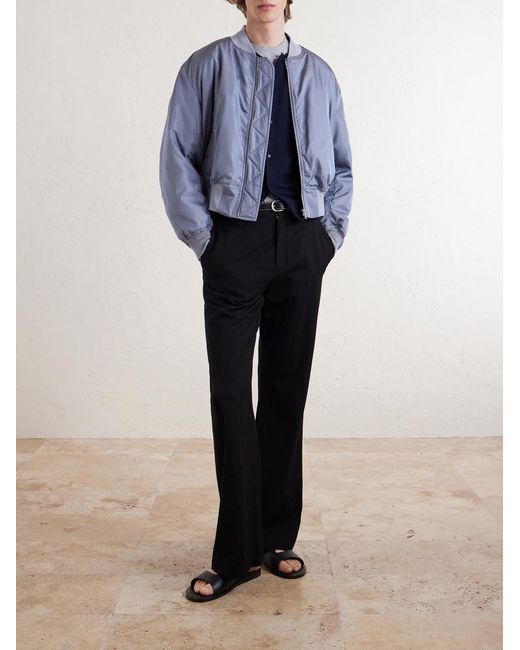 Auralee Blue Silk-Twill Bomber Jacket for men