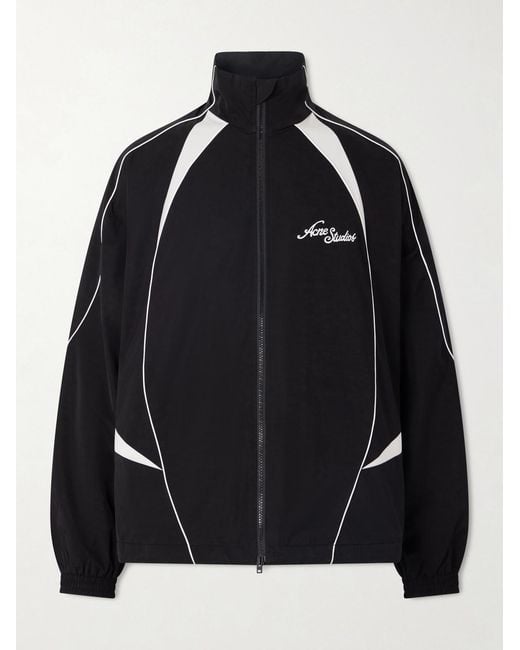 Acne Black Technical Logo-embroidered Striped Cotton-blend Jacket for men