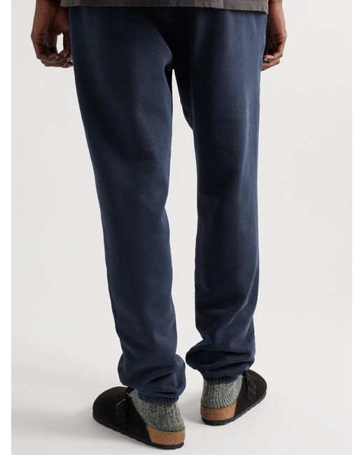 Les Tien Blue Tapered Garment-Dyed Cotton-Jersey Sweatpants for men