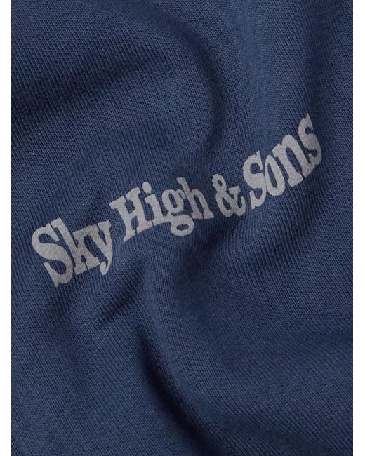 Sky High Farm Blue Printed Cotton-jersey Zip-up Hoodie for men
