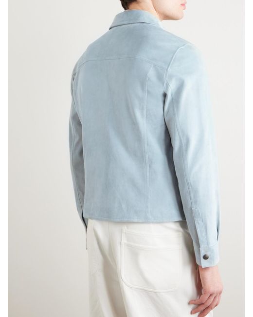 Overshirt in camoscio di Tom Ford in Blue da Uomo