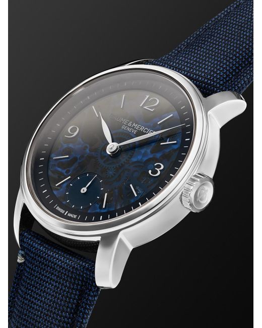 Baume & Mercier Blue Classima Hand-wound Skeleton 42mm Stainless Steel And Alligator Watch for men