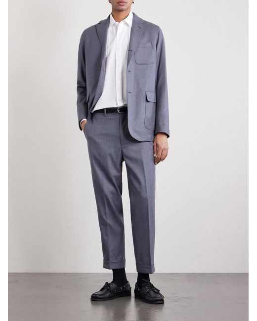 Beams Plus Gray Ivy Cropped Tapered Brushed Wool-blend Twill Suit Trousers for men