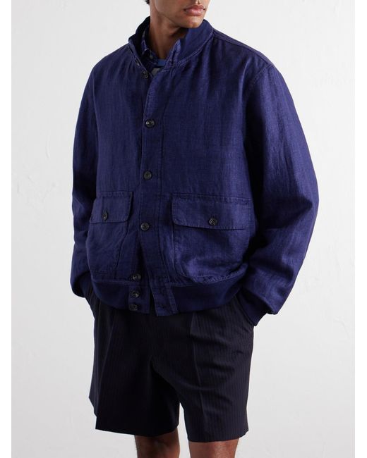 Polo Ralph Lauren Blue Herringbone Linen Blouson for men