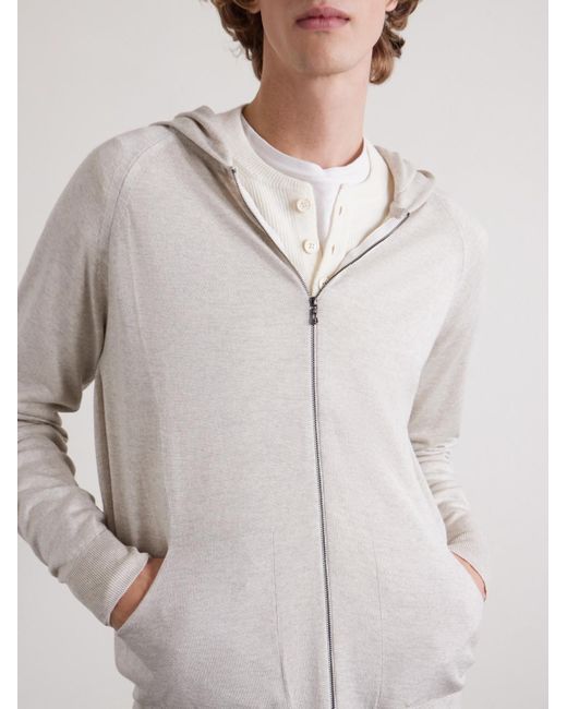 John Smedley White Carty Merino Wool Zip-up Hoodie for men