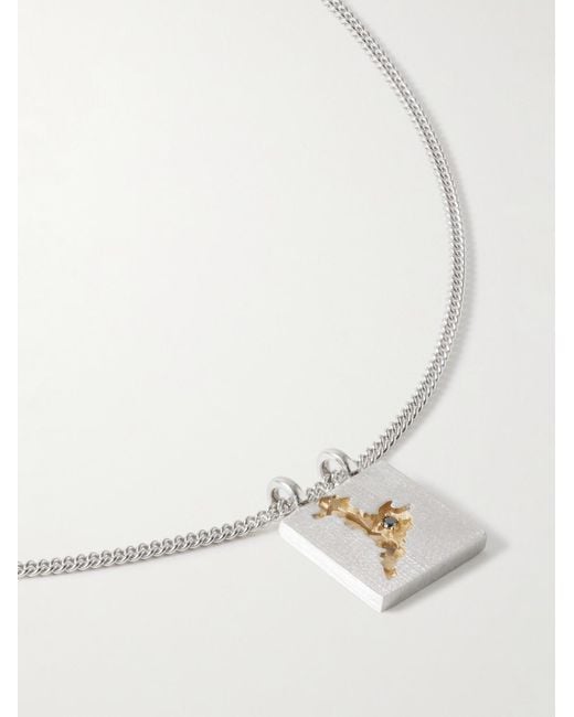 Tom Wood White Mined Rhodium- And Gold-plated Diamond Pendant Necklace for men