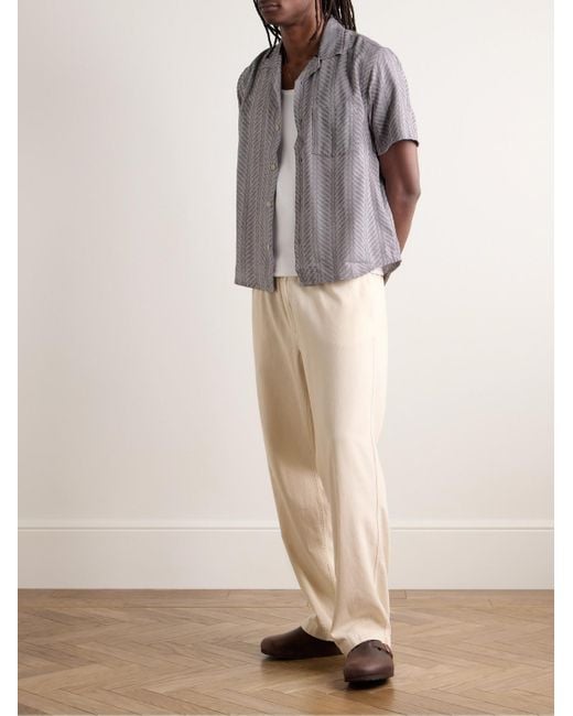 Camicia con colletto aperto in misto cotone jacquard Cumberland di Corridor NYC in Gray da Uomo