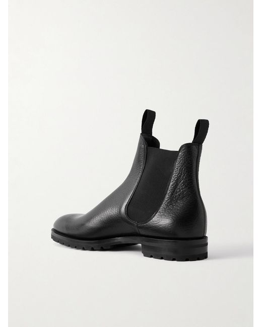 Edward Green Black Newmarket Grained-Leather Chelsea Boots for men