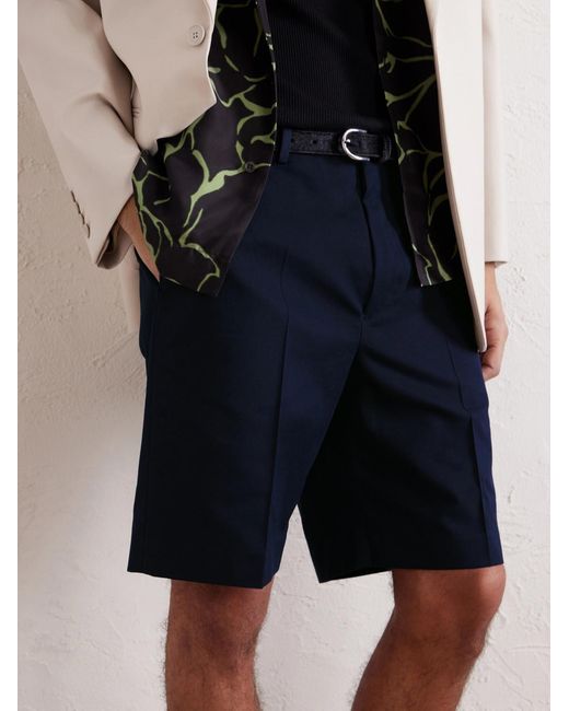 Dries Van Noten Blue Straight-Leg Cotton And Wool-Blend Shorts for men