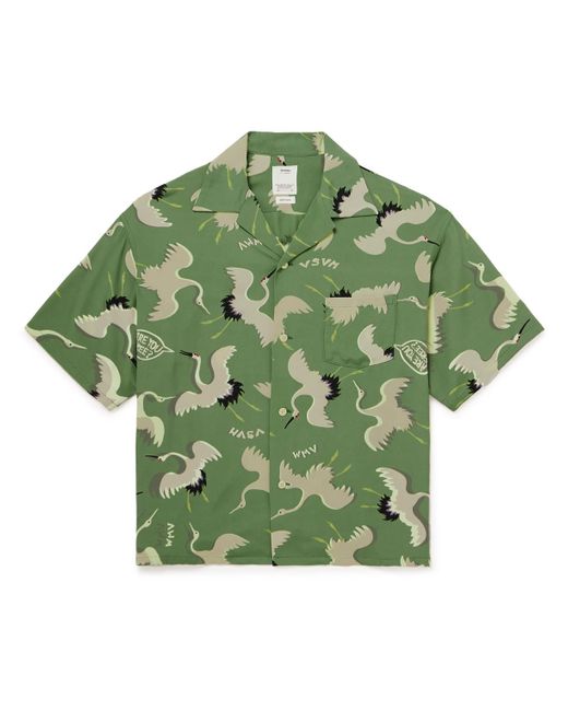 Visvim Green Crosby Camp-collar Printed Crepe Shirt for men