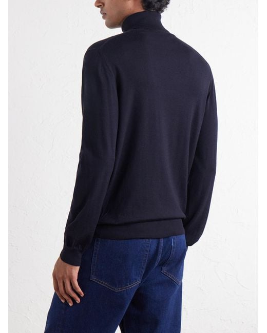 Slowear Blue Flexwool Rollneck Sweater for men