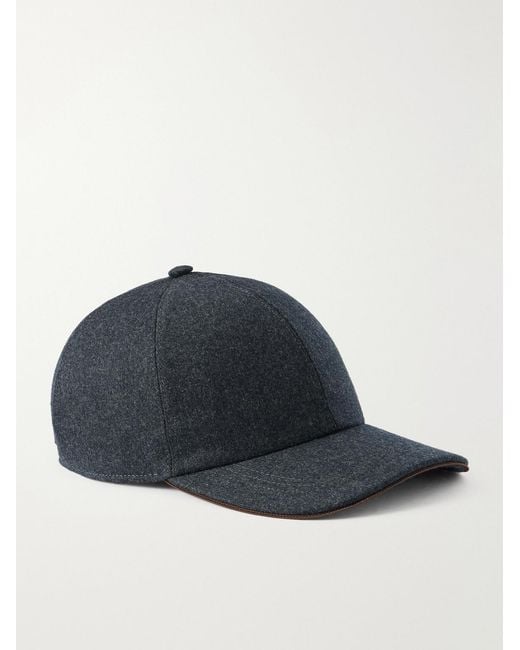 Canali Blue Logo-Appliquéd Wool Cap for men