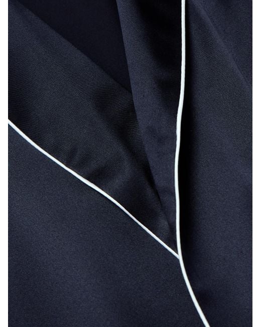 Zimmerli of Switzerland Blue Belted Silk-satin Robe for men